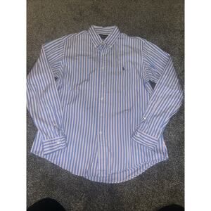 Ralph Lauren Blue Pink and White Striped Casual Button Down Shirt